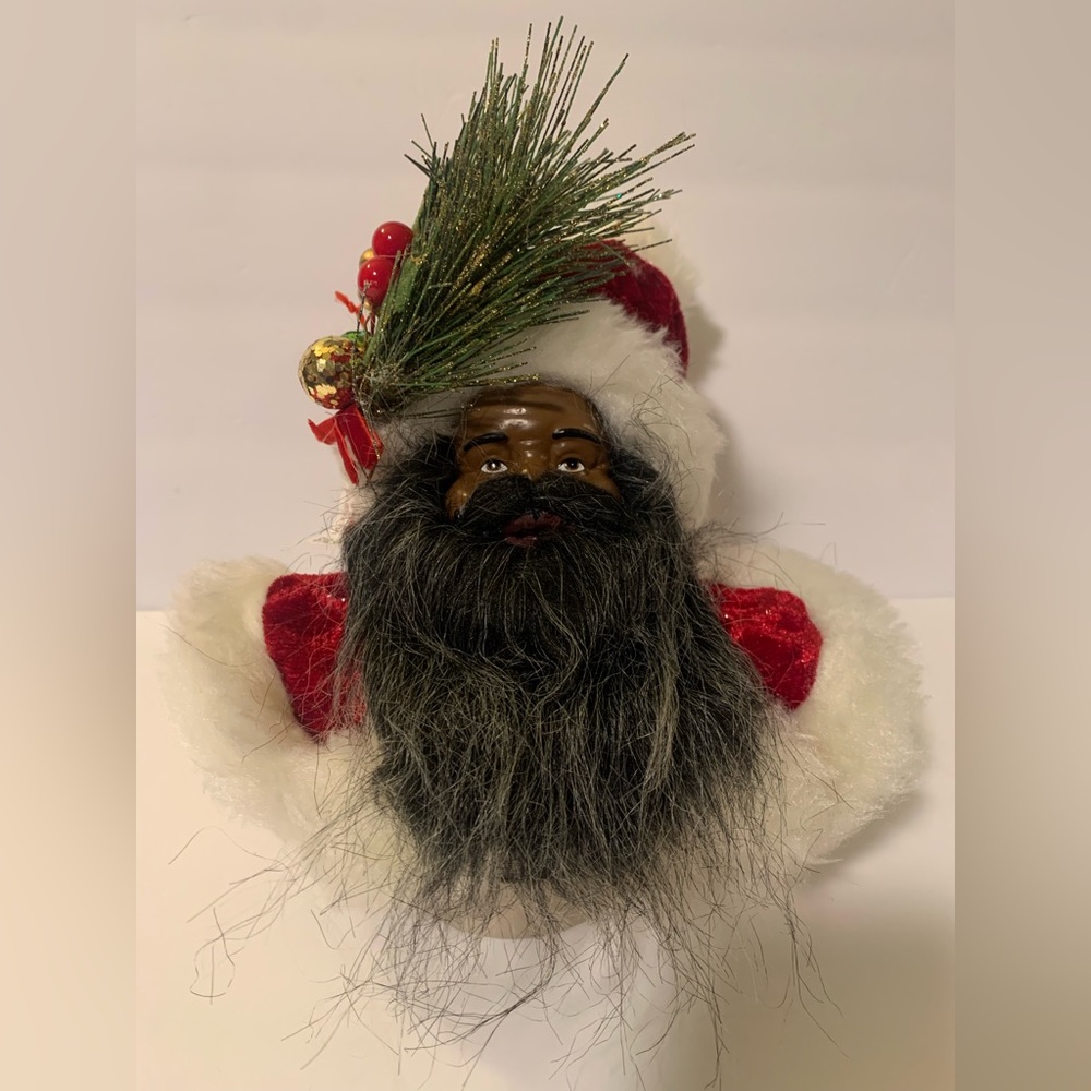 African American Santa Claus Head Christmas Tree Ornament Ashland NWT